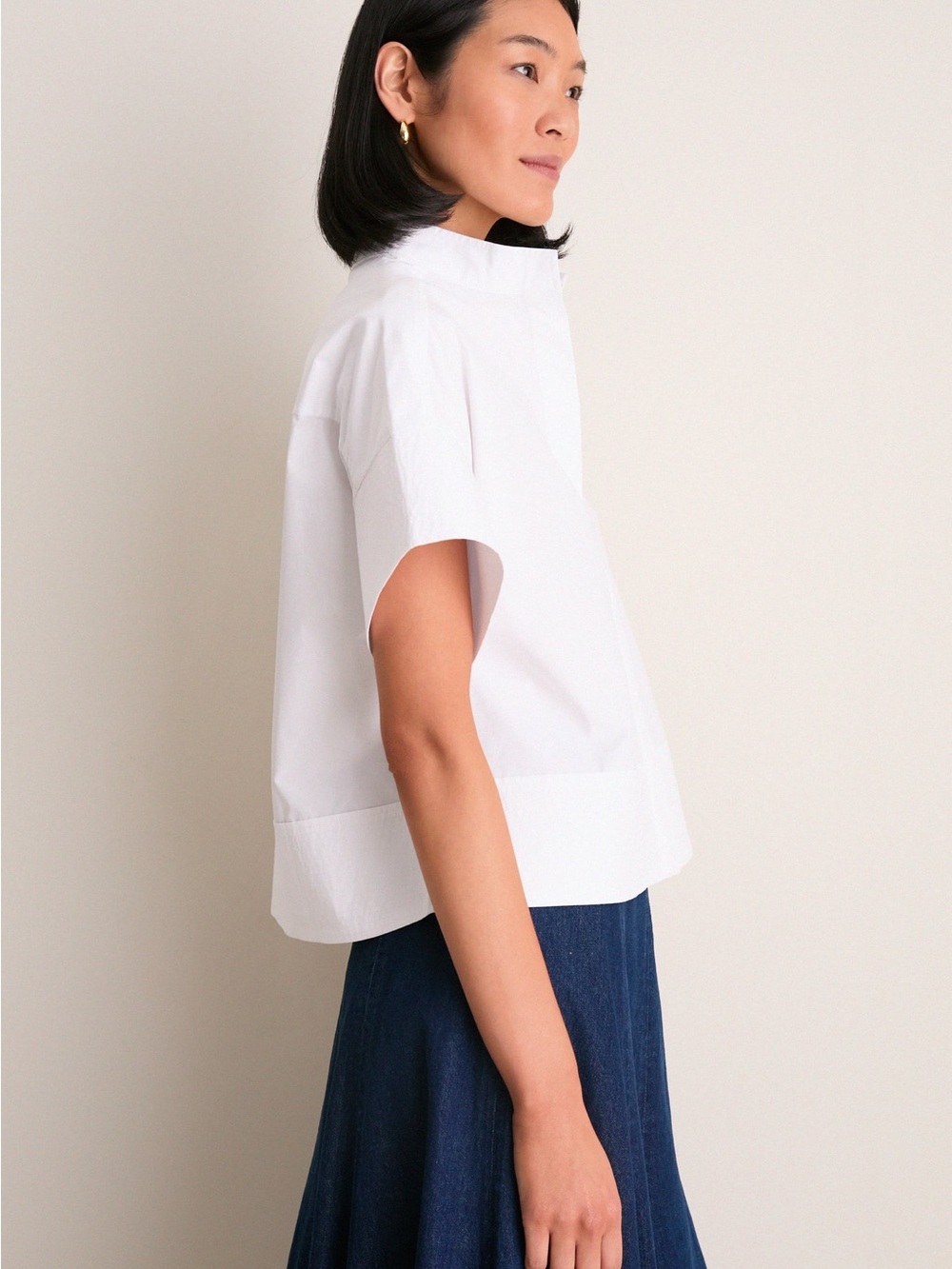 NWOT | Tuckernuck White Short Sleeve Trapunto Stitch Sofia Poplin Shirt Size S - Picture 3 of 10